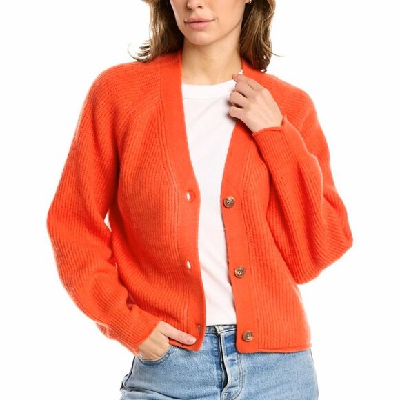 Velvet by Graham & Spencer Mia Wool-Blend Cardigan in Coral - Size XS - Picture 1 of 9